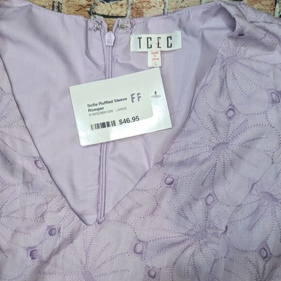 New TCEC Lavender Eyelet Romper Size L - Picture 4 of 9
